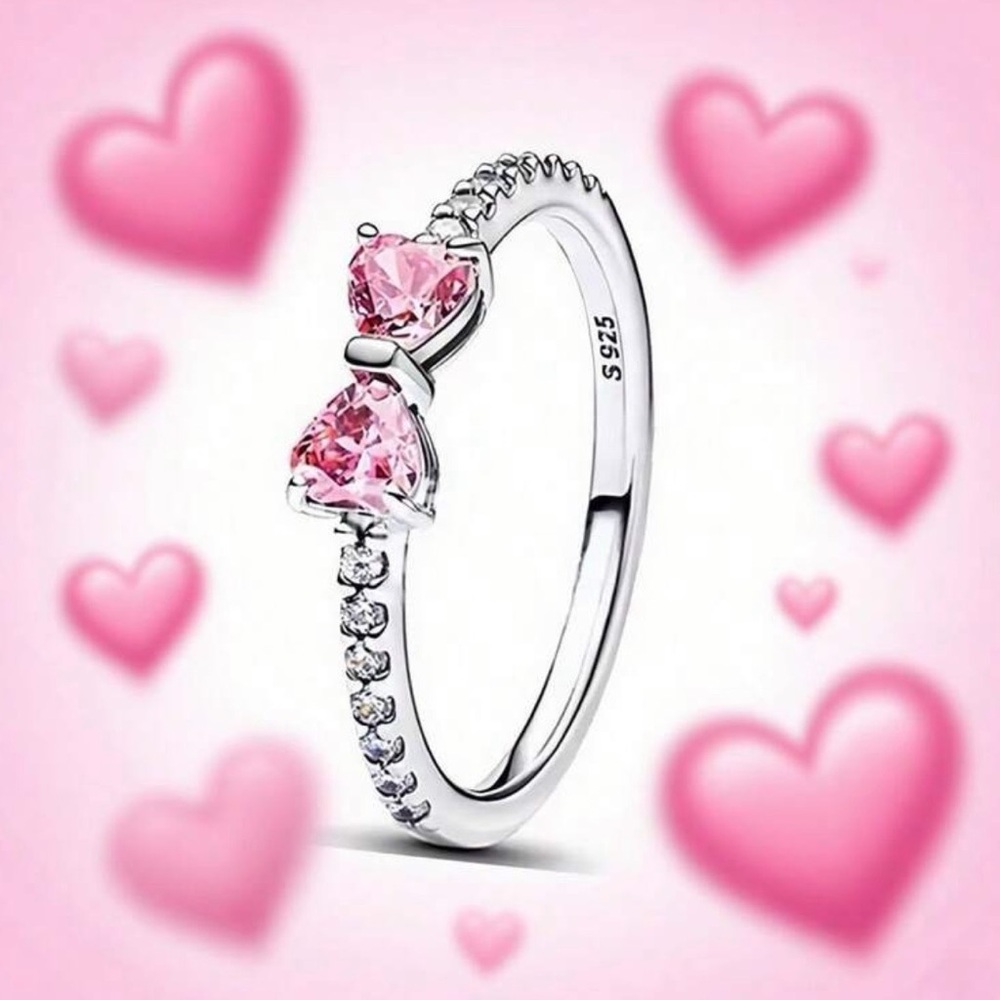 New Elegant Pink Heart Ring Sterling silver
S925